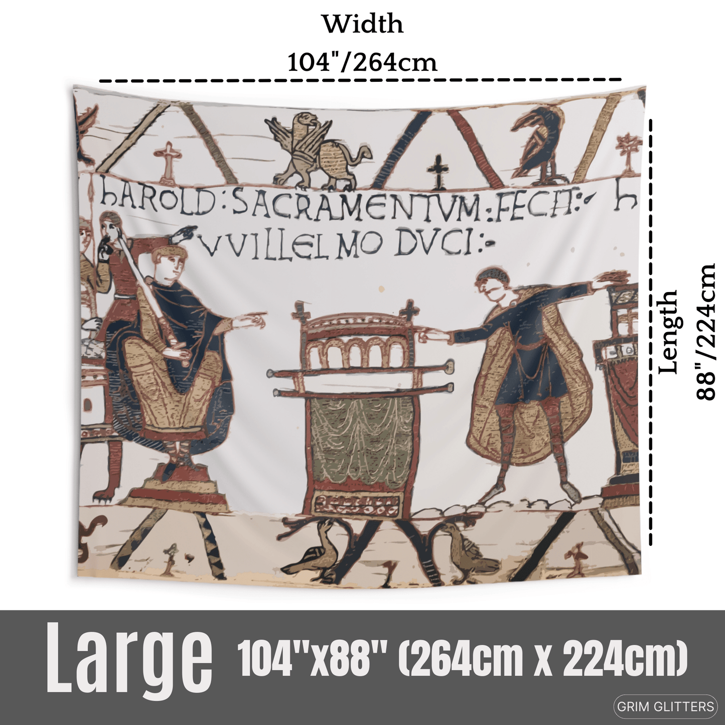 Bayeux Style Indoor Tapestry - Harold Swearing Oath on Holy Relics - Grim GlittersTapestries104" × 88"