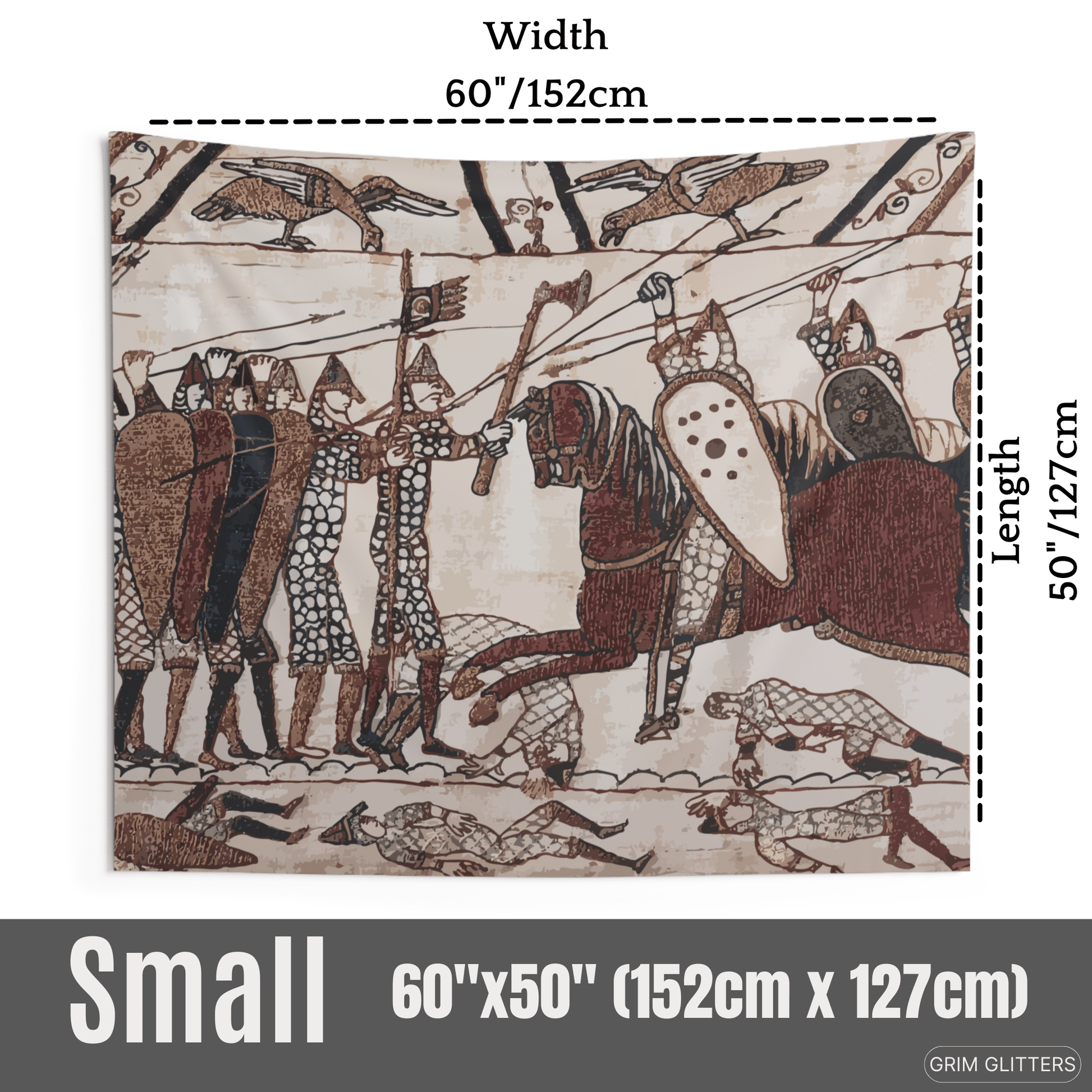 Bayeux Style Indoor Tapestry - Norman Knights Charge Anglo - Saxon Warriors - Grim GlittersTapestries60" × 50"