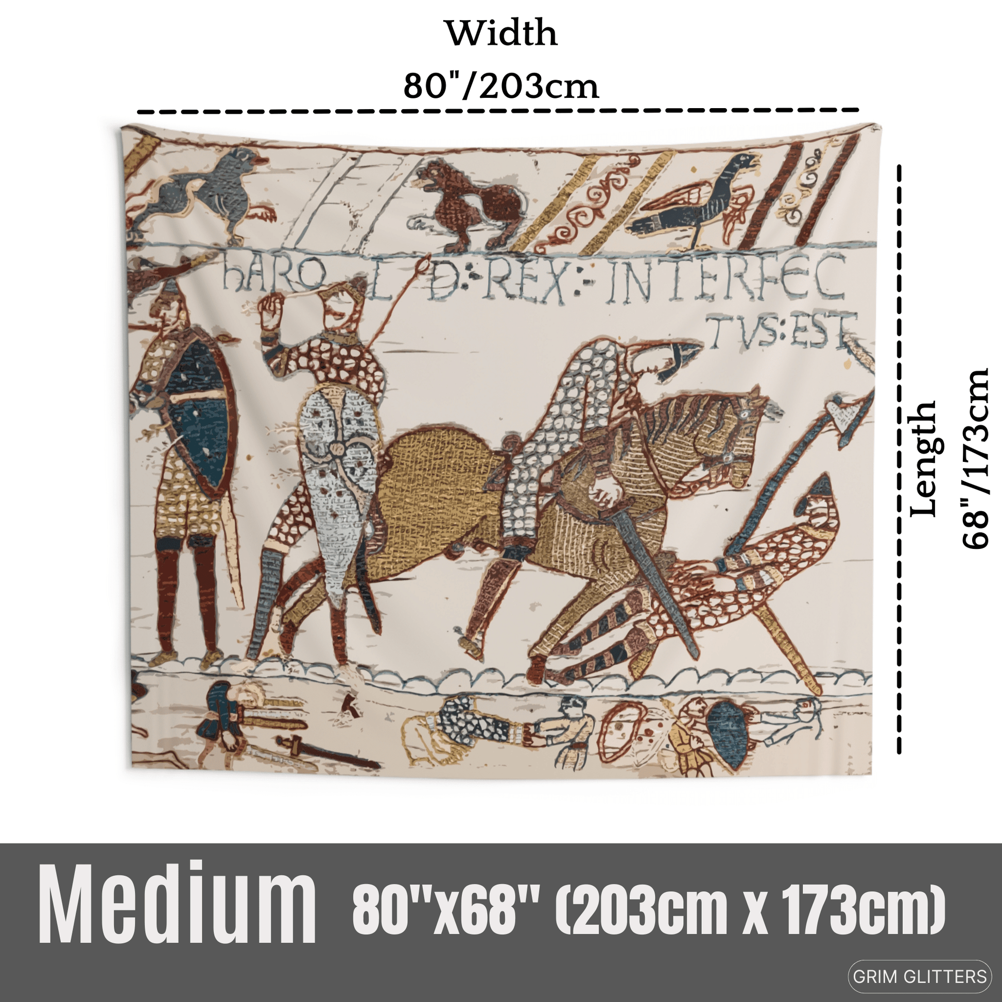 Bayeux Style Indoor Tapestry - The Death of King Harold - Grim GlittersTapestries80" × 68"