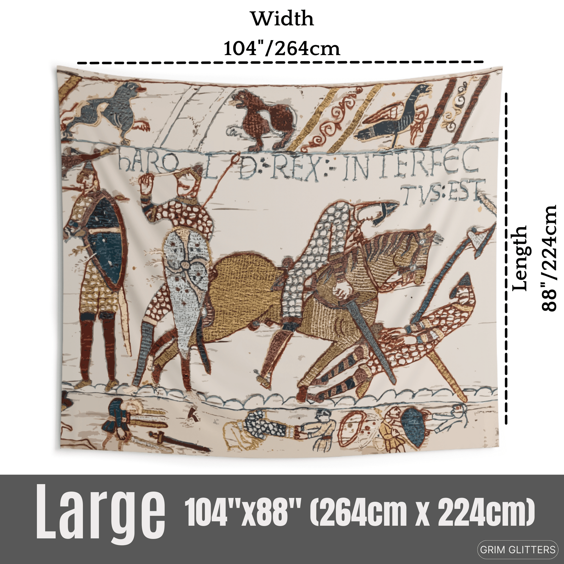 Bayeux Style Indoor Tapestry - The Death of King Harold - Grim GlittersTapestries104" × 88"