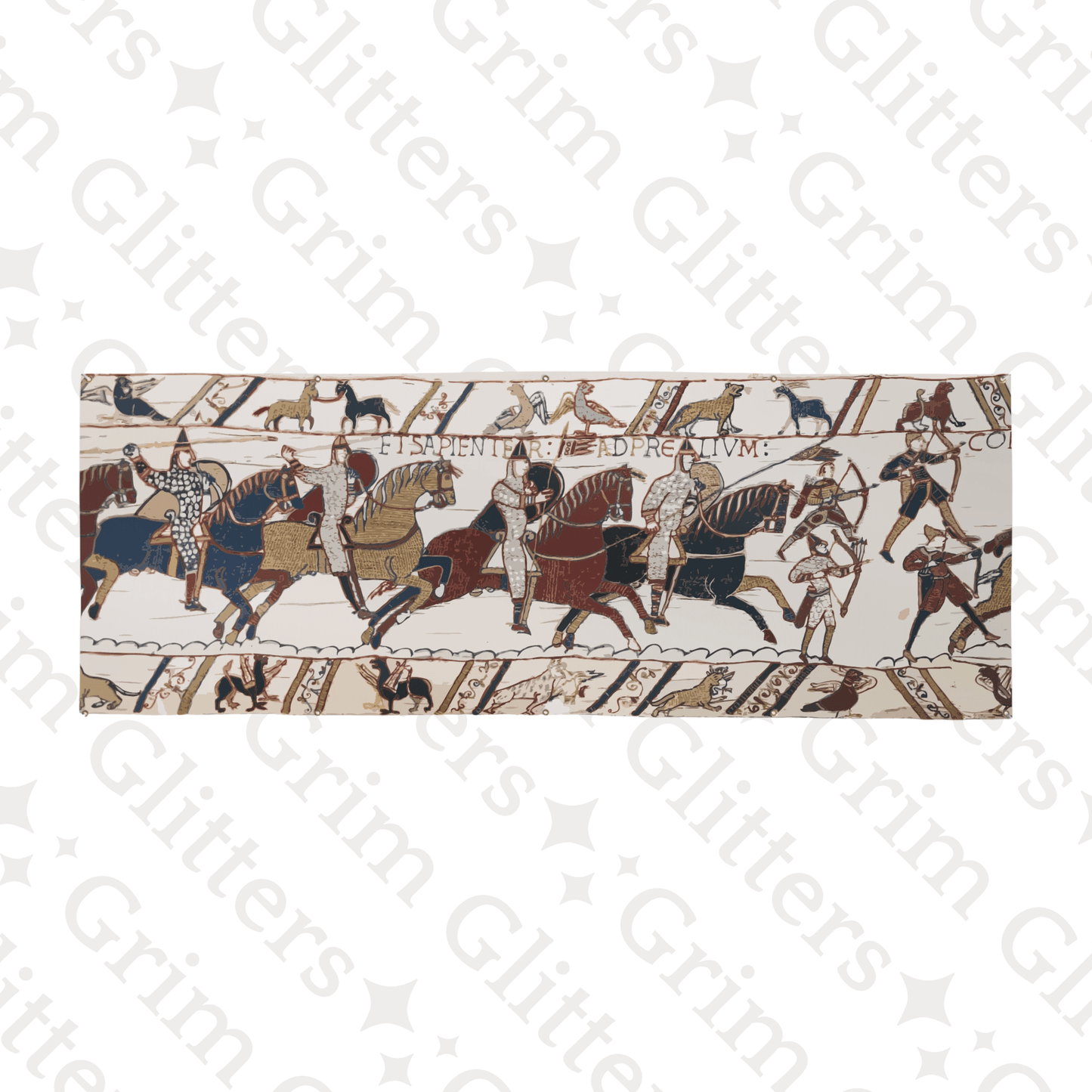 Bayeux Tapestry Banner - The Battle of Hastings - Norman Knights and Archers - Grim GlittersBanners48″ x 24″ (Horizontal)