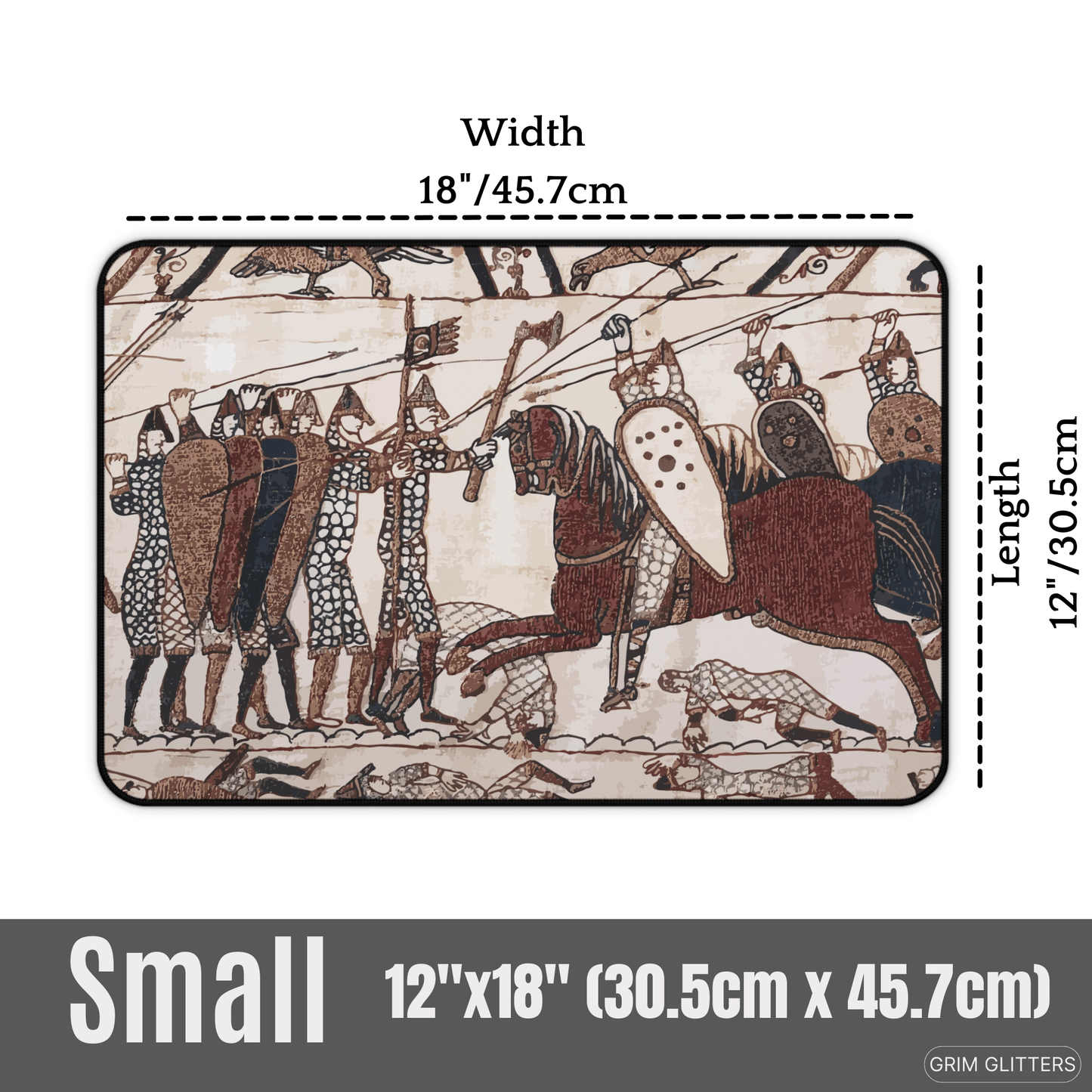 Bayeux Tapestry Desk Mat - Norman Knights Charge Anglo - Saxon Warriors - Grim GlittersDesk Mats12" × 18"