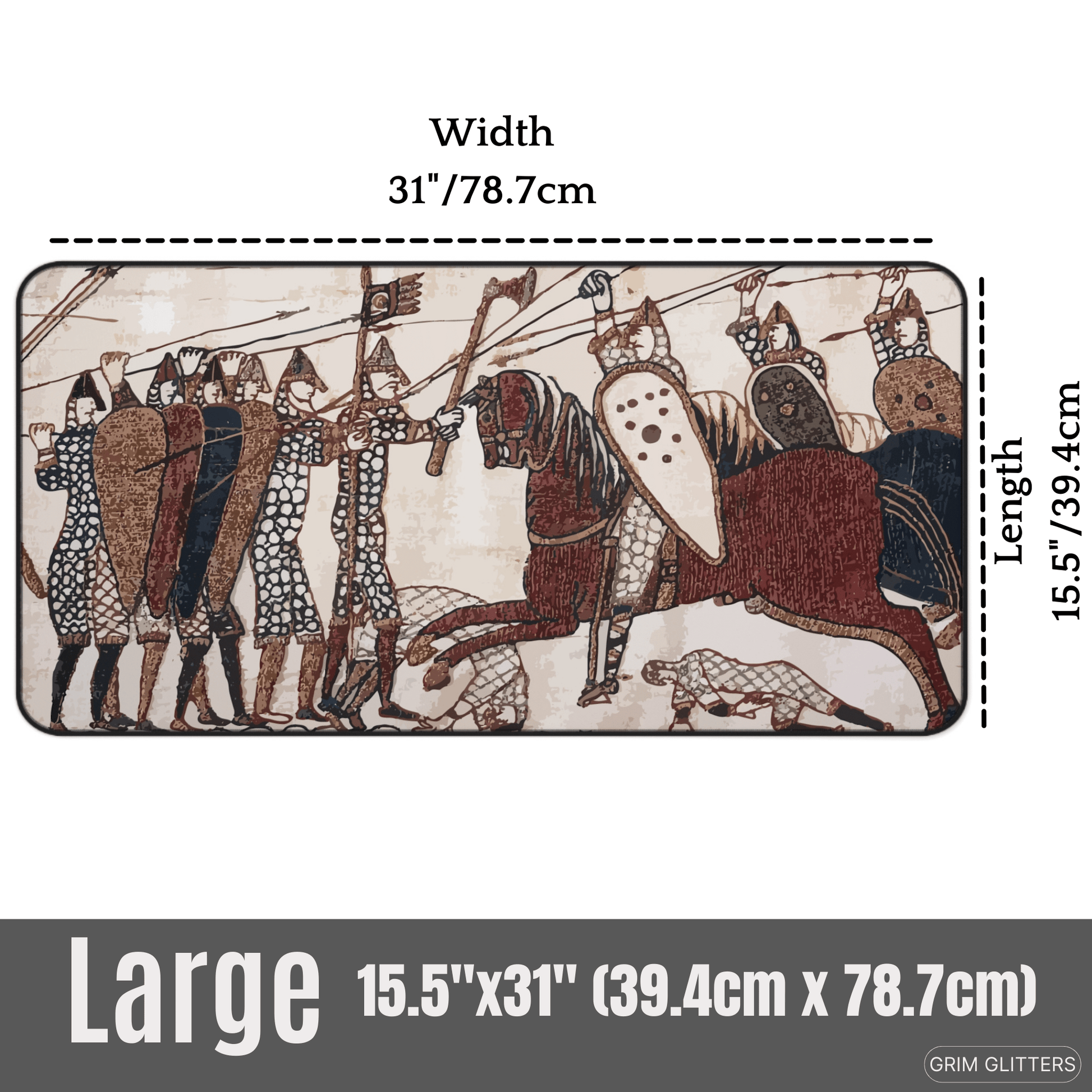 Bayeux Tapestry Desk Mat - Norman Knights Charge Anglo - Saxon Warriors - Grim GlittersDesk Mats15.5" × 31"