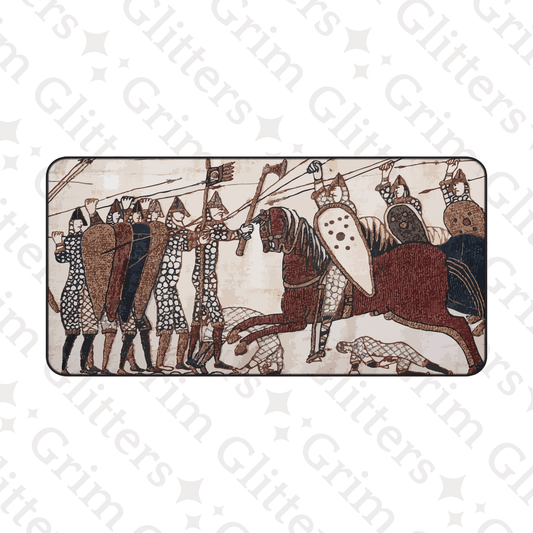 Bayeux Tapestry Desk Mat - Norman Knights Charge Anglo - Saxon Warriors - Grim GlittersDesk Mats12" × 18"