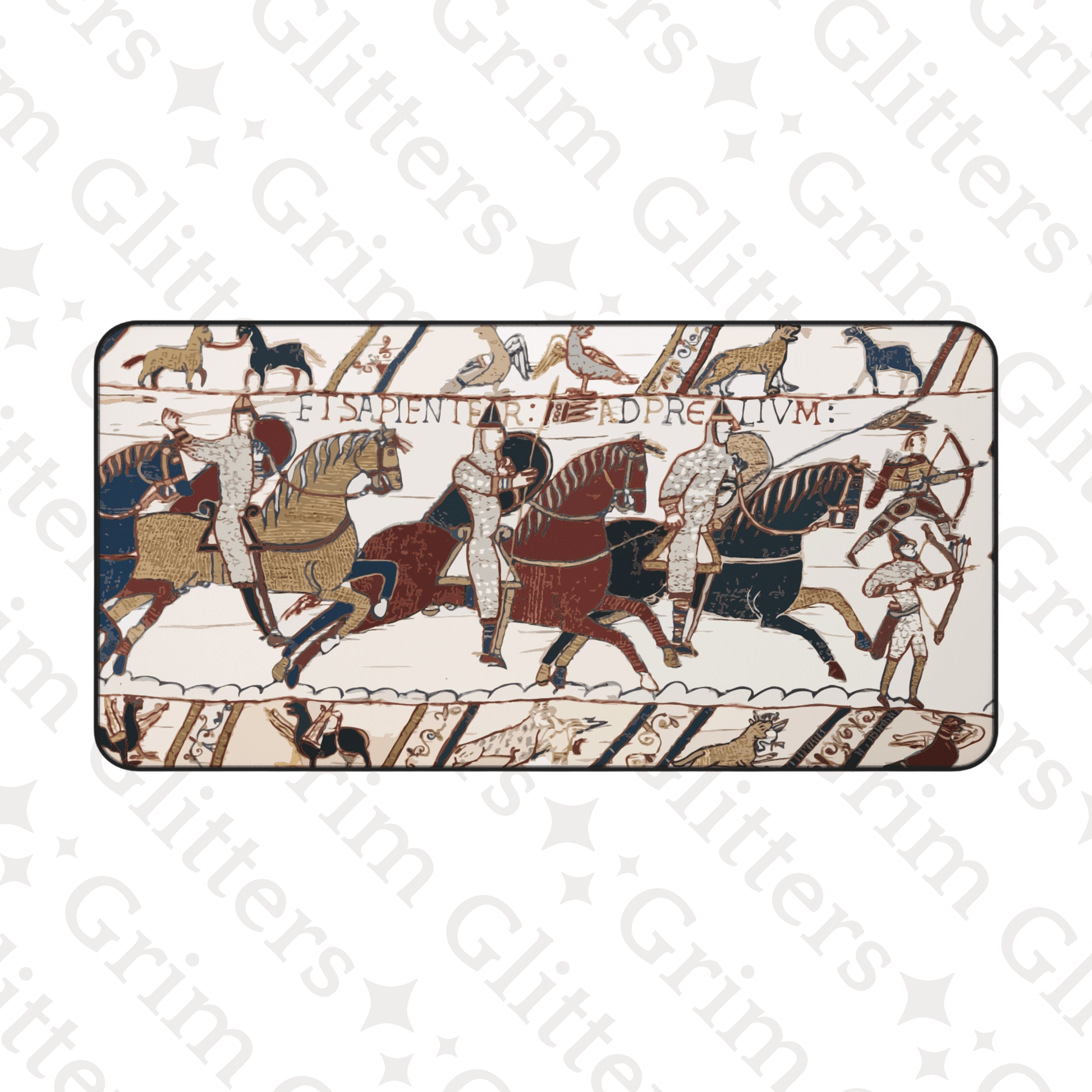 Bayeux Tapestry Desk Mat - The Battle of Hastings - Norman Knights and Archers - Grim GlittersDesk Mats12" × 22"