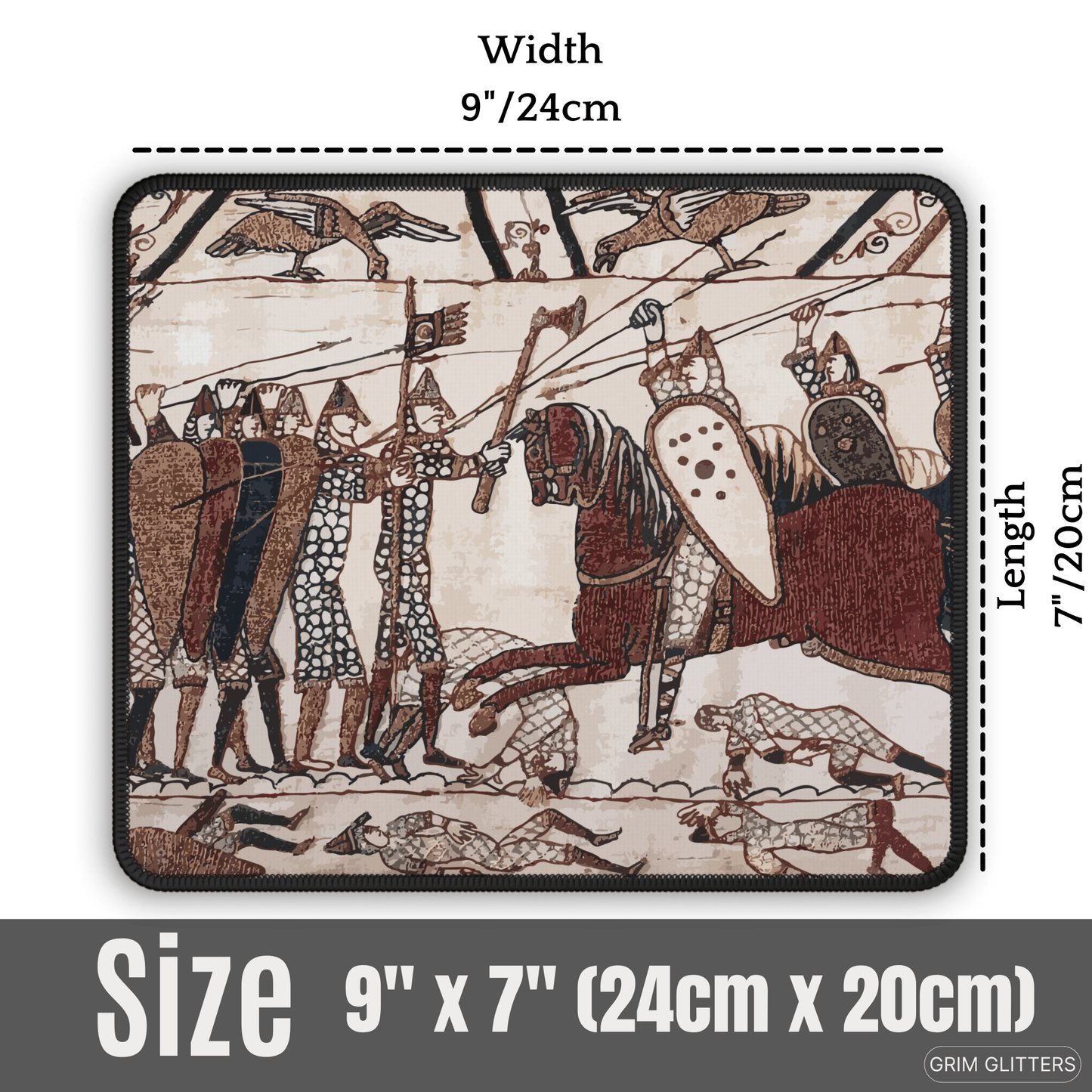 Bayeux Tapestry Gaming Mouse Pad - Norman Knights Charge Anglo - Saxon Warriors - Grim GlittersMouse PadsRectangle9" × 7"