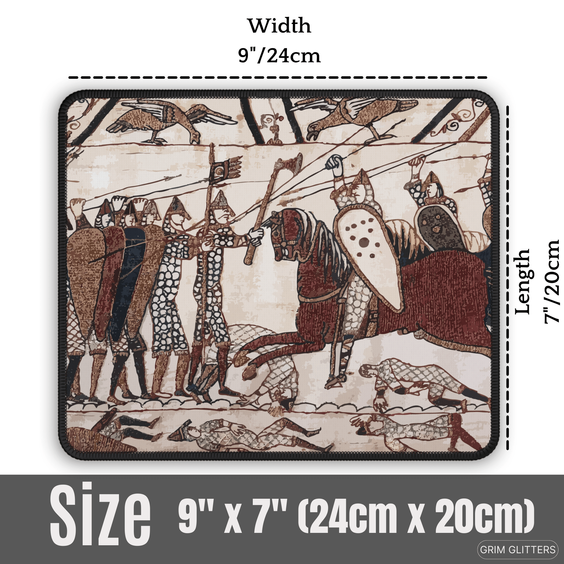 Bayeux Tapestry Gaming Mouse Pad - Norman Knights Charge Anglo - Saxon Warriors - Grim GlittersMouse PadsRectangle9" × 7"