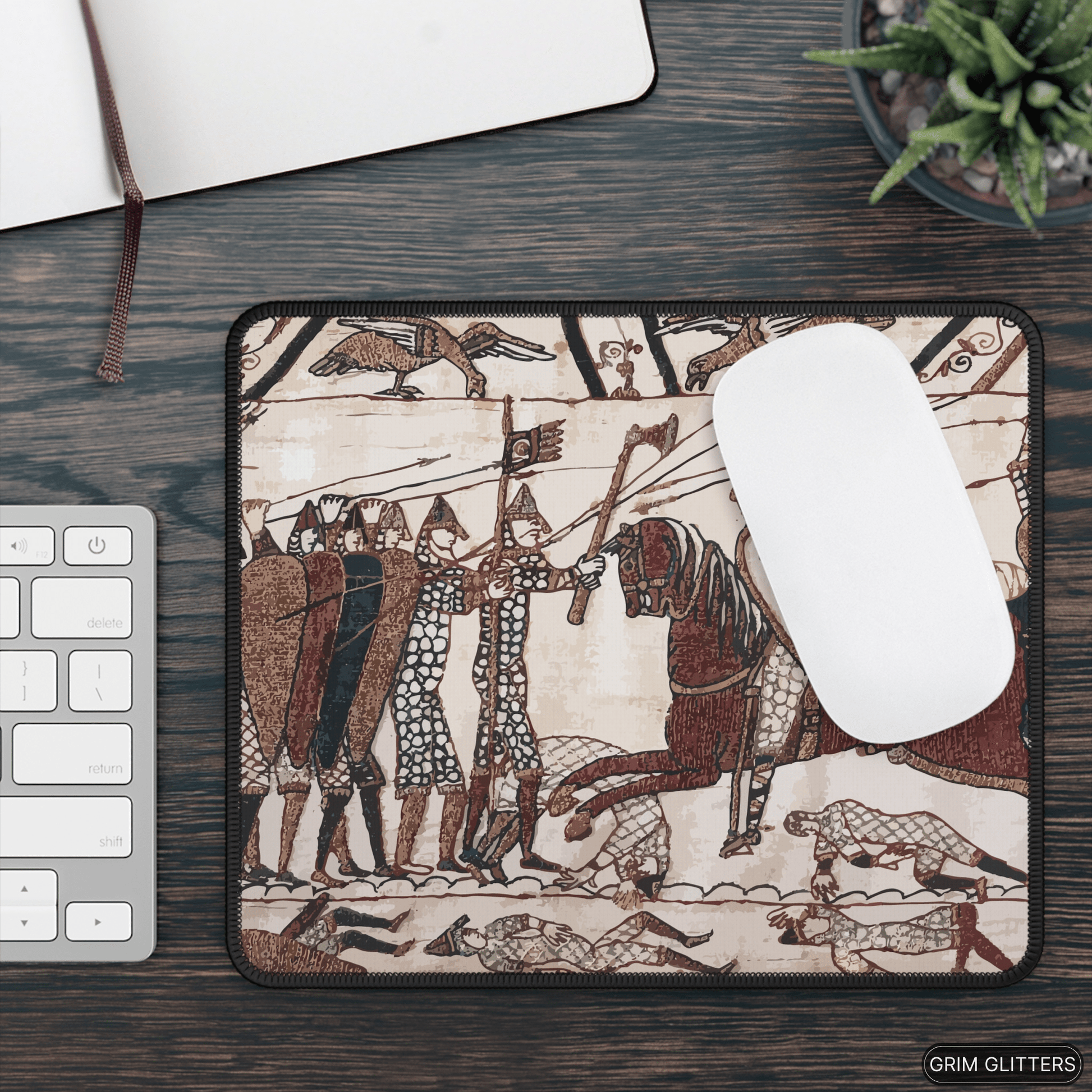 Bayeux Tapestry Gaming Mouse Pad - Norman Knights Charge Anglo - Saxon Warriors - Grim GlittersMouse PadsRectangle9" × 7"