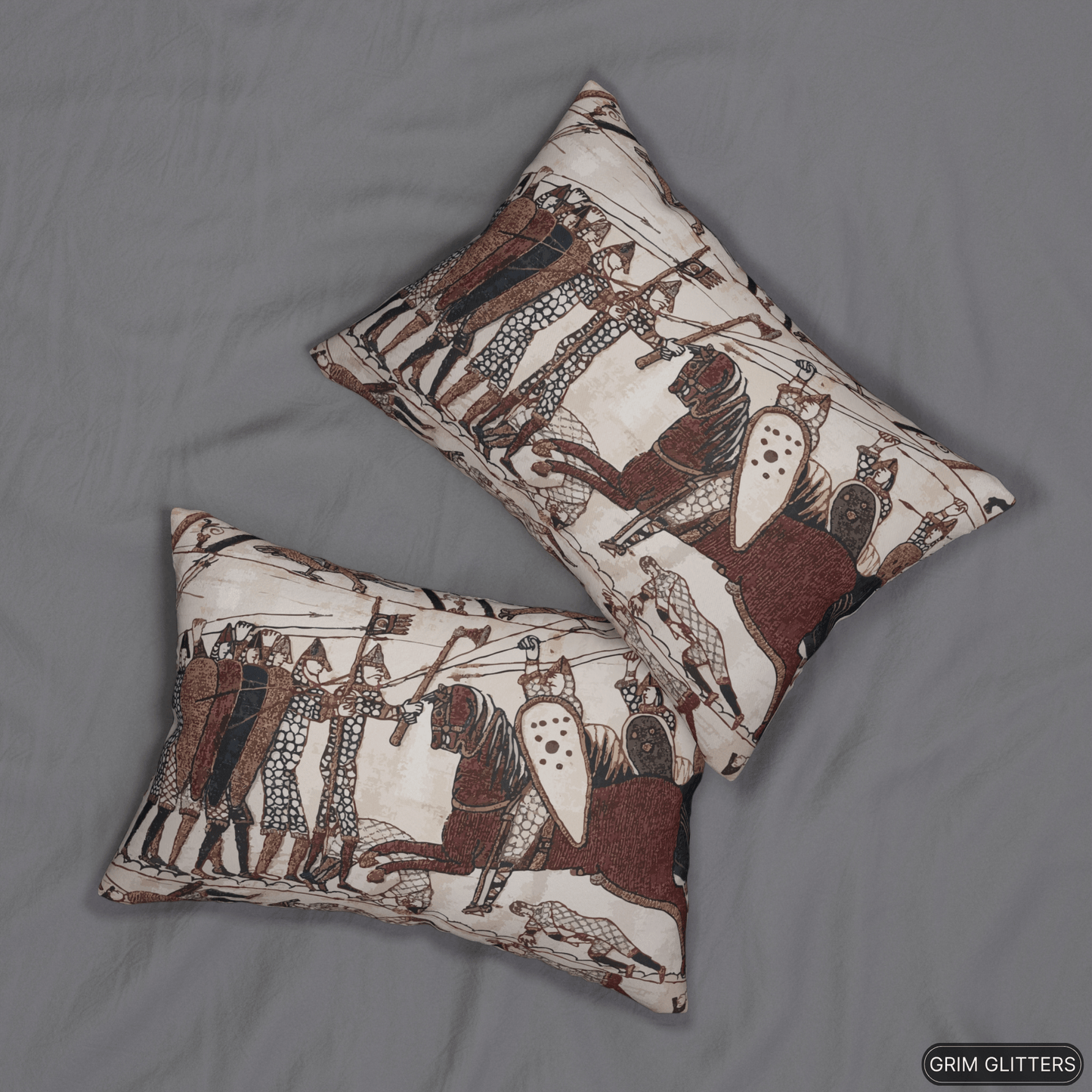 Bayeux Tapestry Lumbar Pillow - Norman Knights Charge Anglo - Saxon Warriors - Grim GlittersPillows20" × 14"