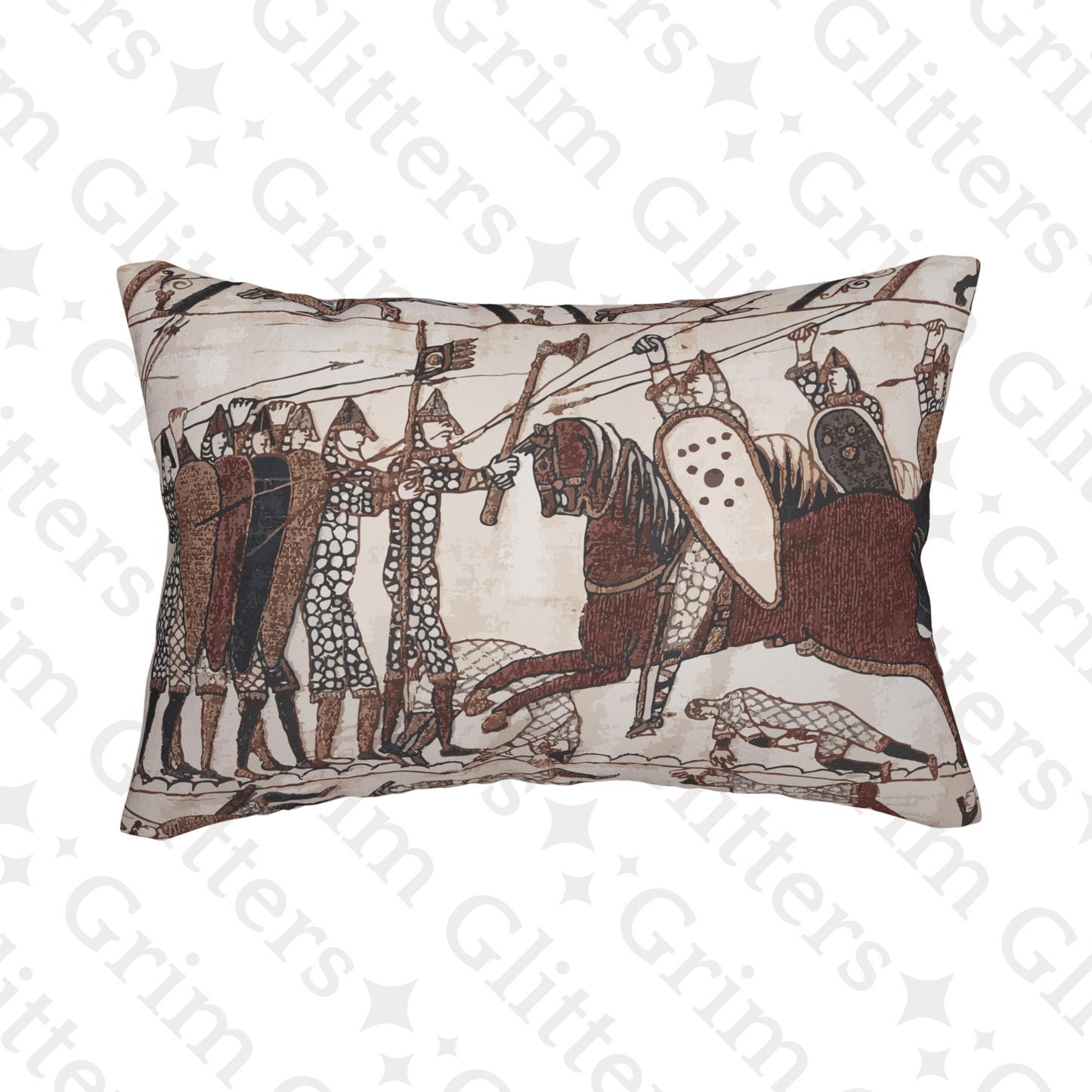 Bayeux Tapestry Lumbar Pillow - Norman Knights Charge Anglo - Saxon Warriors - Grim GlittersPillows20" × 14"