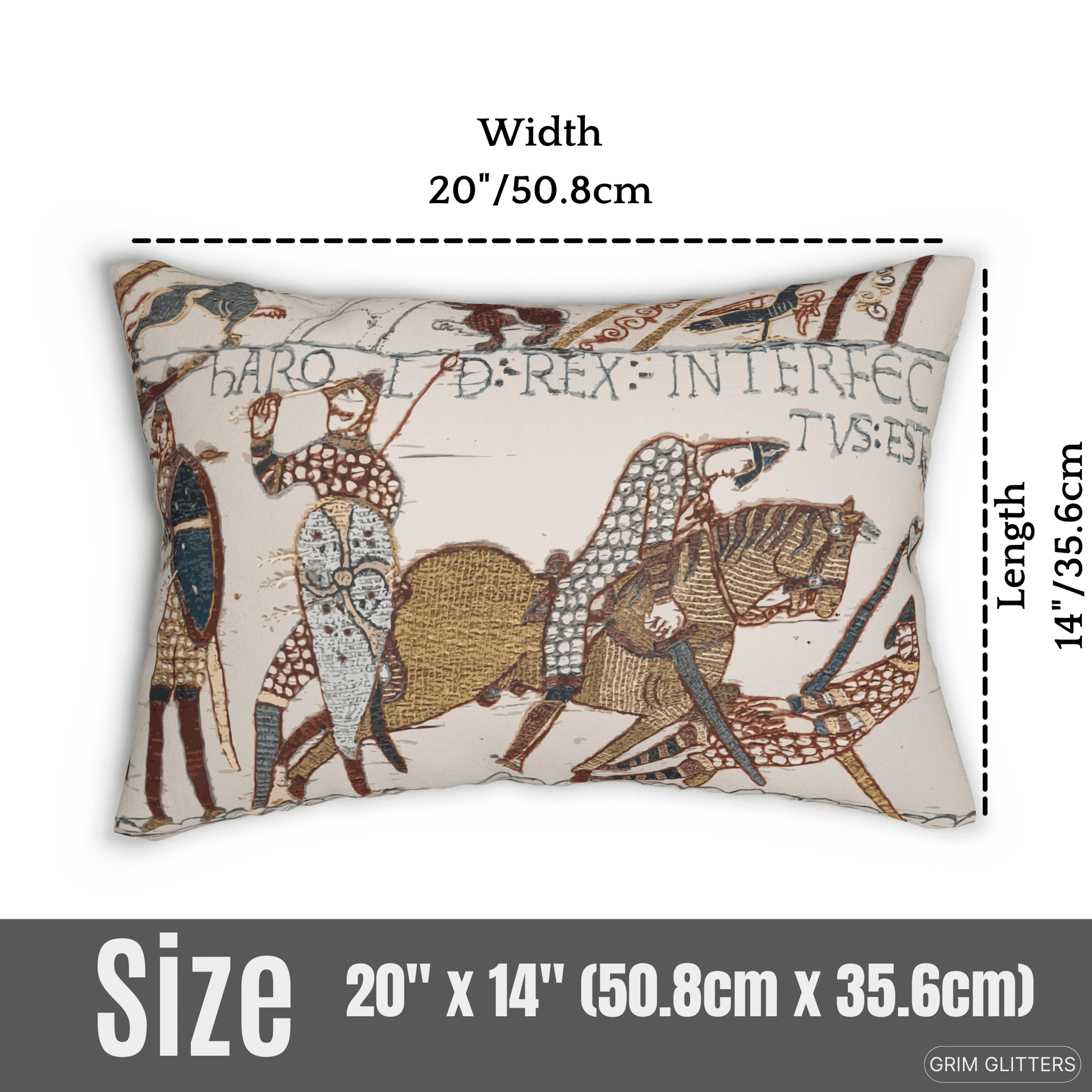 Bayeux Tapestry Lumbar Pillow - The Death of King Harold - Grim GlittersPillows20" × 14"