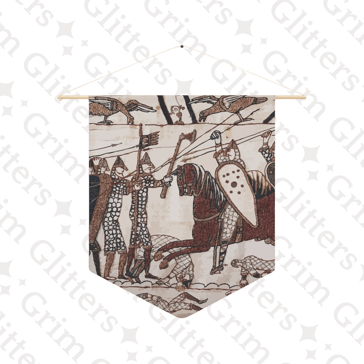 Bayeux Tapestry Pennant Banner - Norman Knights Charge Anglo - Saxon Warriors - Grim GlittersHome Decor18" × 21"