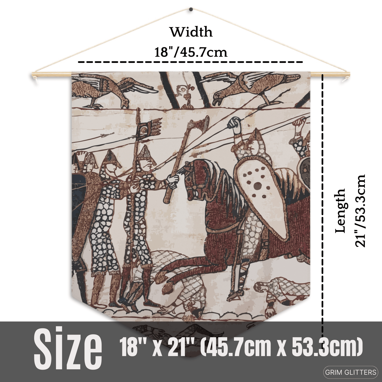 Bayeux Tapestry Pennant Banner - Norman Knights Charge Anglo - Saxon Warriors - Grim GlittersHome Decor18" × 21"