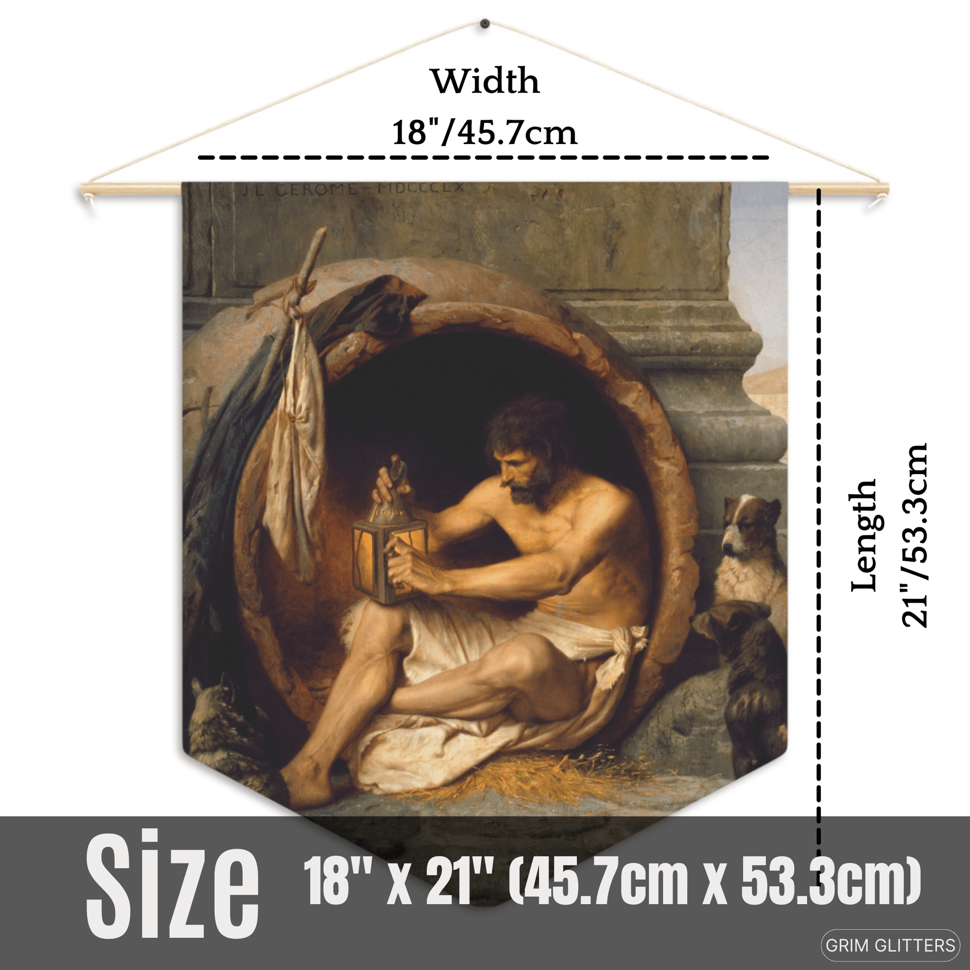 Diogenes Pennant Banner - Jean - Leon Gerome - Grim GlittersHome Decor18" × 21"