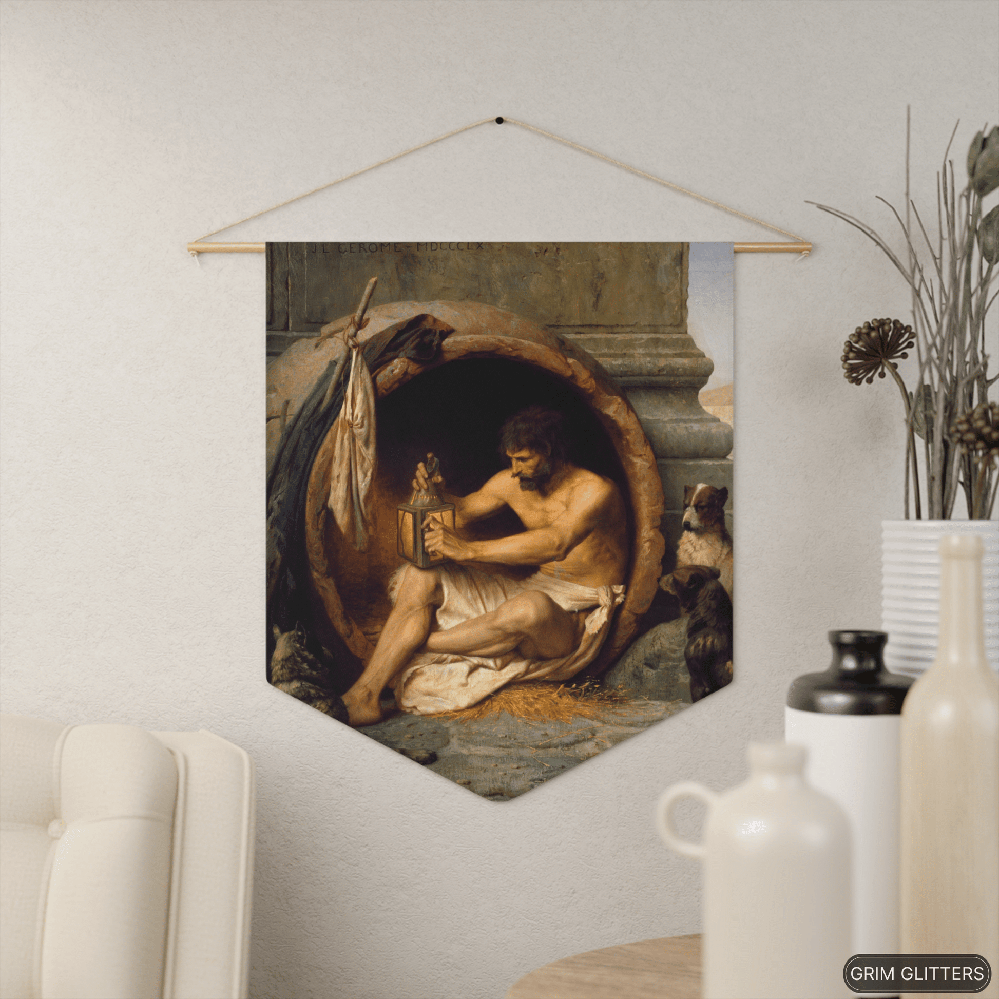 Diogenes Pennant Banner - Jean - Leon Gerome - Grim GlittersHome Decor18" × 21"