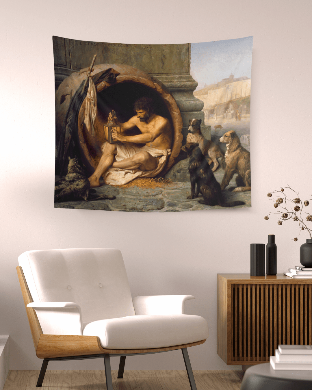 Diogenes Tapestry - Jean - Leon Gerome - Grim GlittersHome Decor104" × 88"