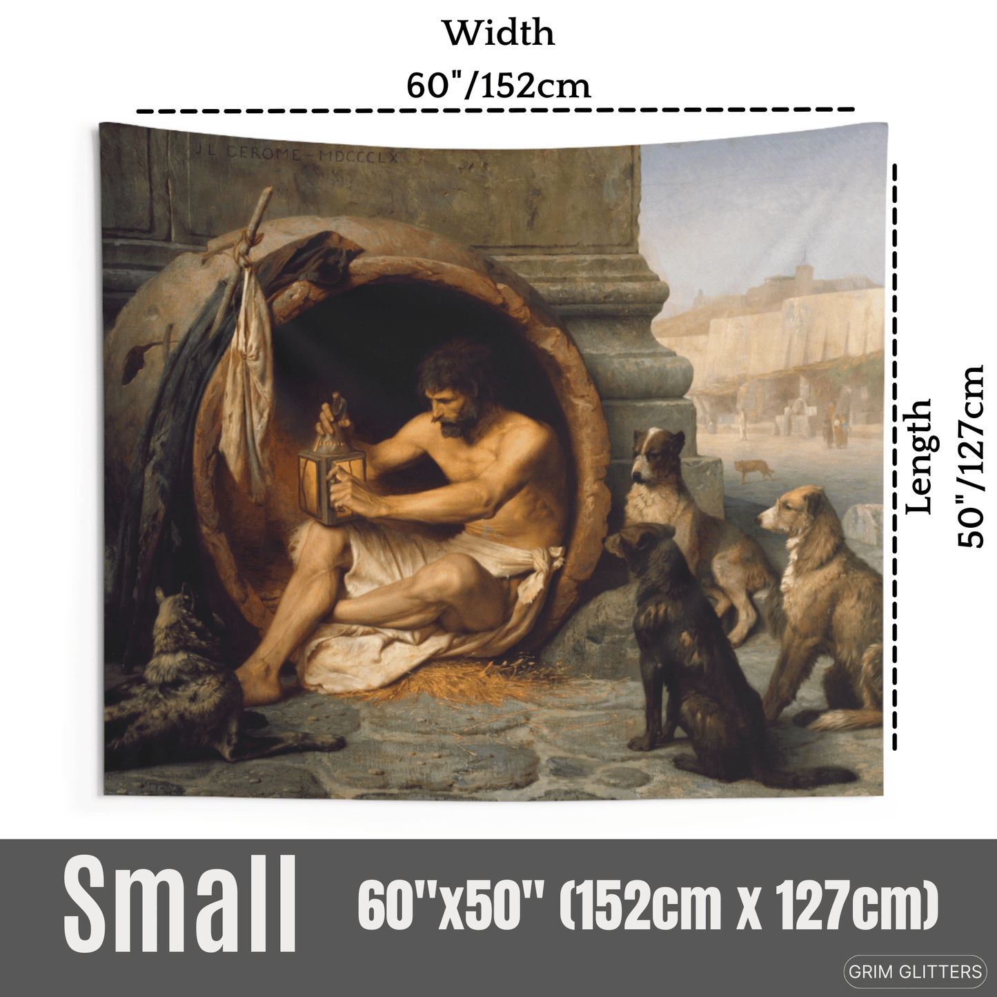 Diogenes Tapestry - Jean - Leon Gerome - Grim GlittersHome Decor60" × 50"