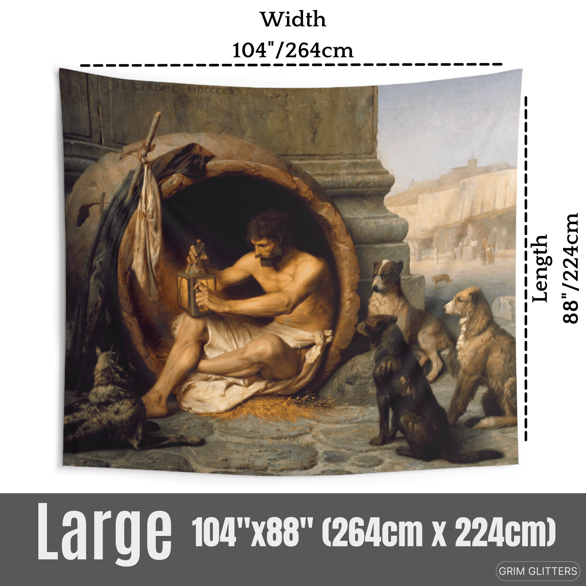 Diogenes Tapestry - Jean - Leon Gerome - Grim GlittersHome Decor104" × 88"