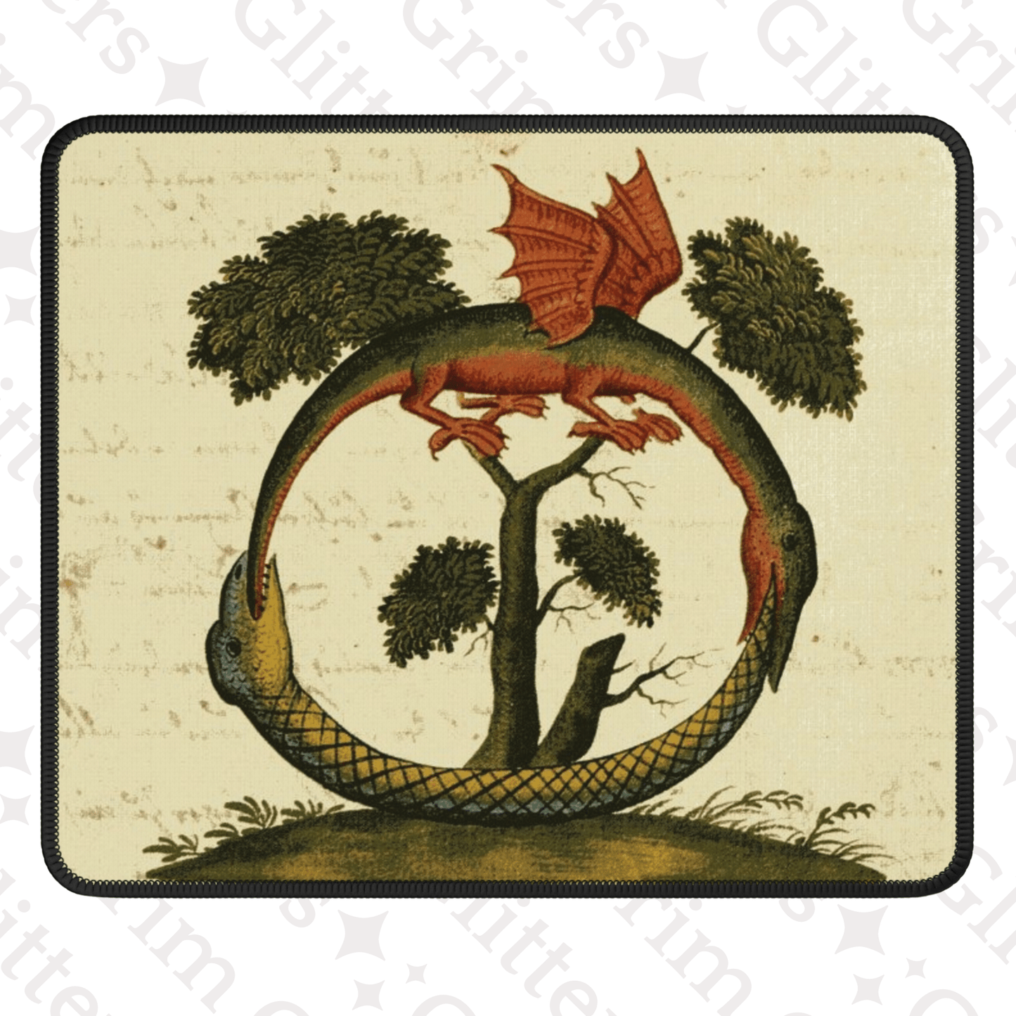 Dragon Ouroboros Gaming Mouse Pad - Clavis Artis Manuscript - Grim GlittersMouse PadsRectangle9" × 7"