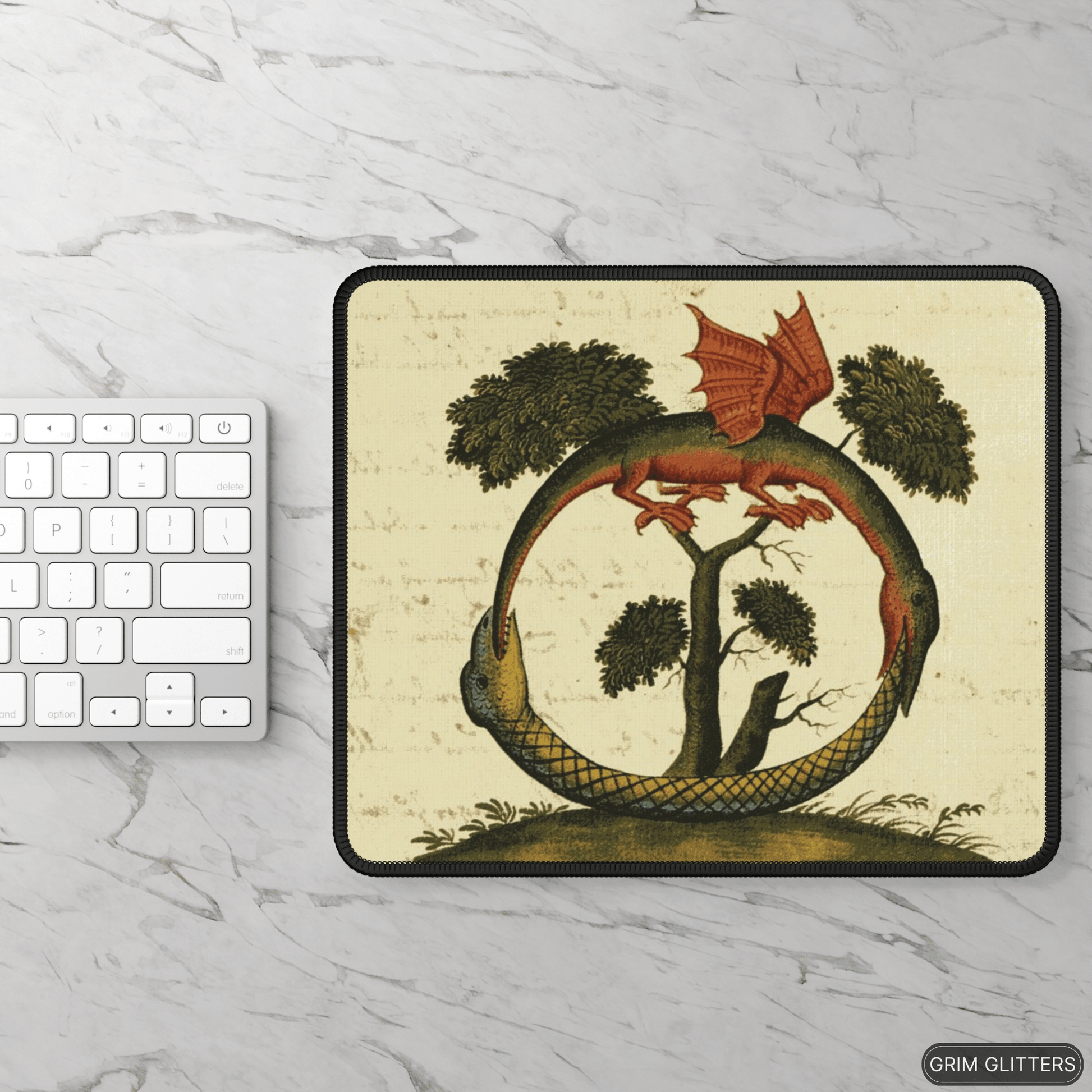 Dragon Ouroboros Gaming Mouse Pad - Clavis Artis Manuscript - Grim GlittersMouse PadsRectangle9" × 7"