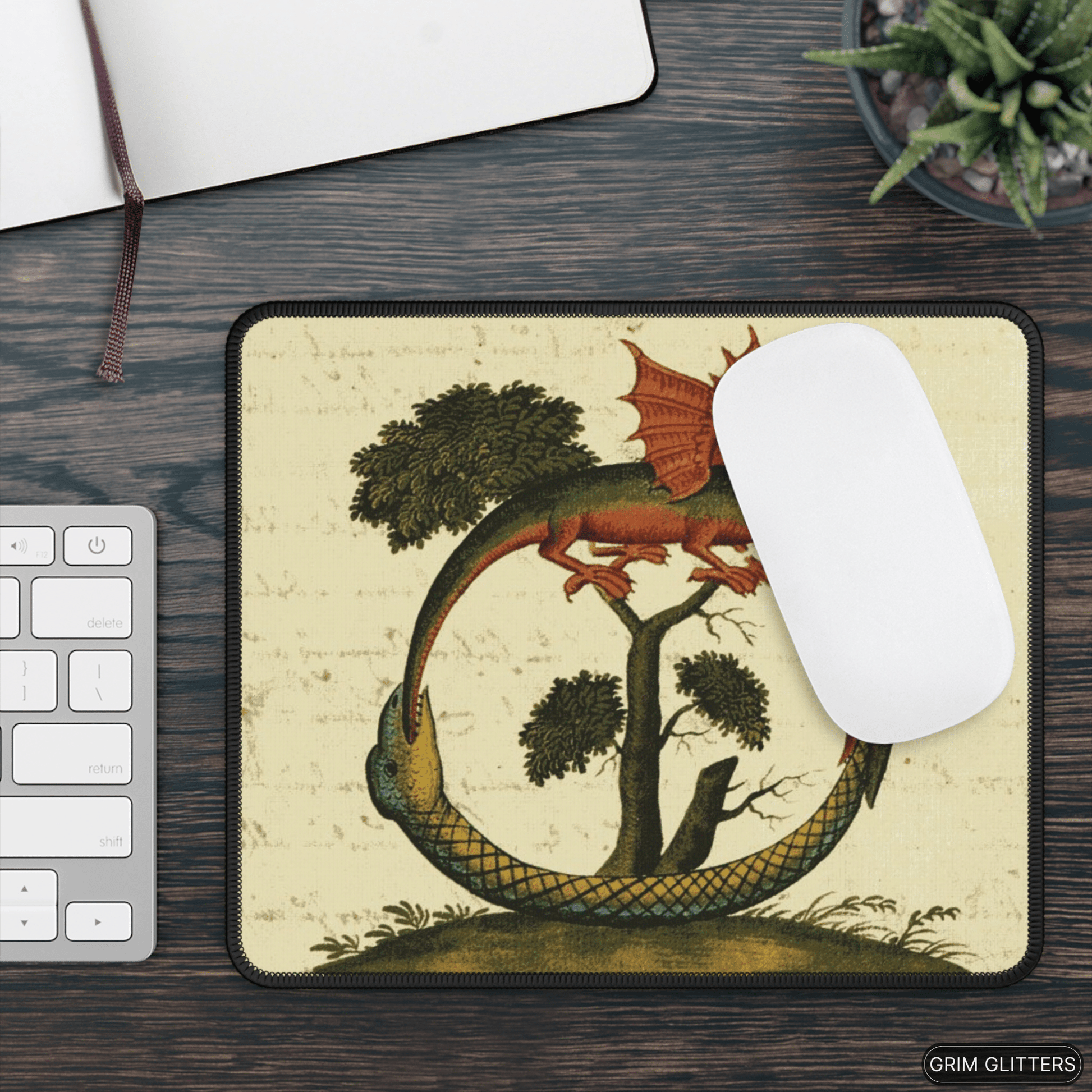 Dragon Ouroboros Gaming Mouse Pad - Clavis Artis Manuscript - Grim GlittersMouse PadsRectangle9" × 7"