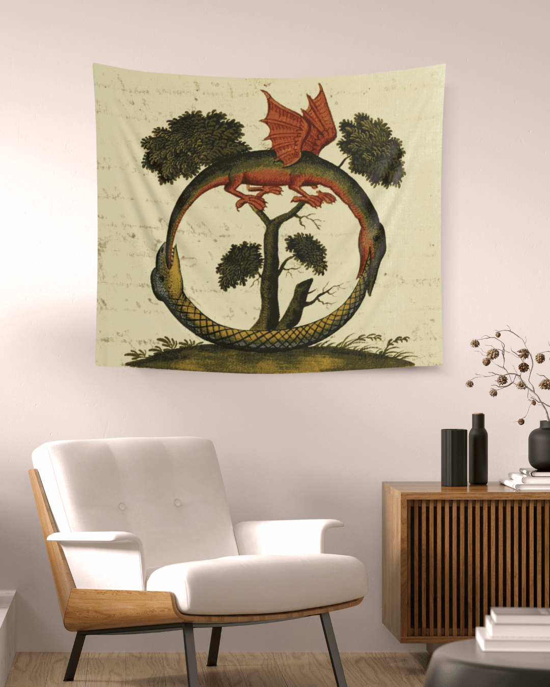 Dragon Ouroboros Tapestry - Clavis Artis Manuscript - Grim GlittersHome Decor104" × 88"