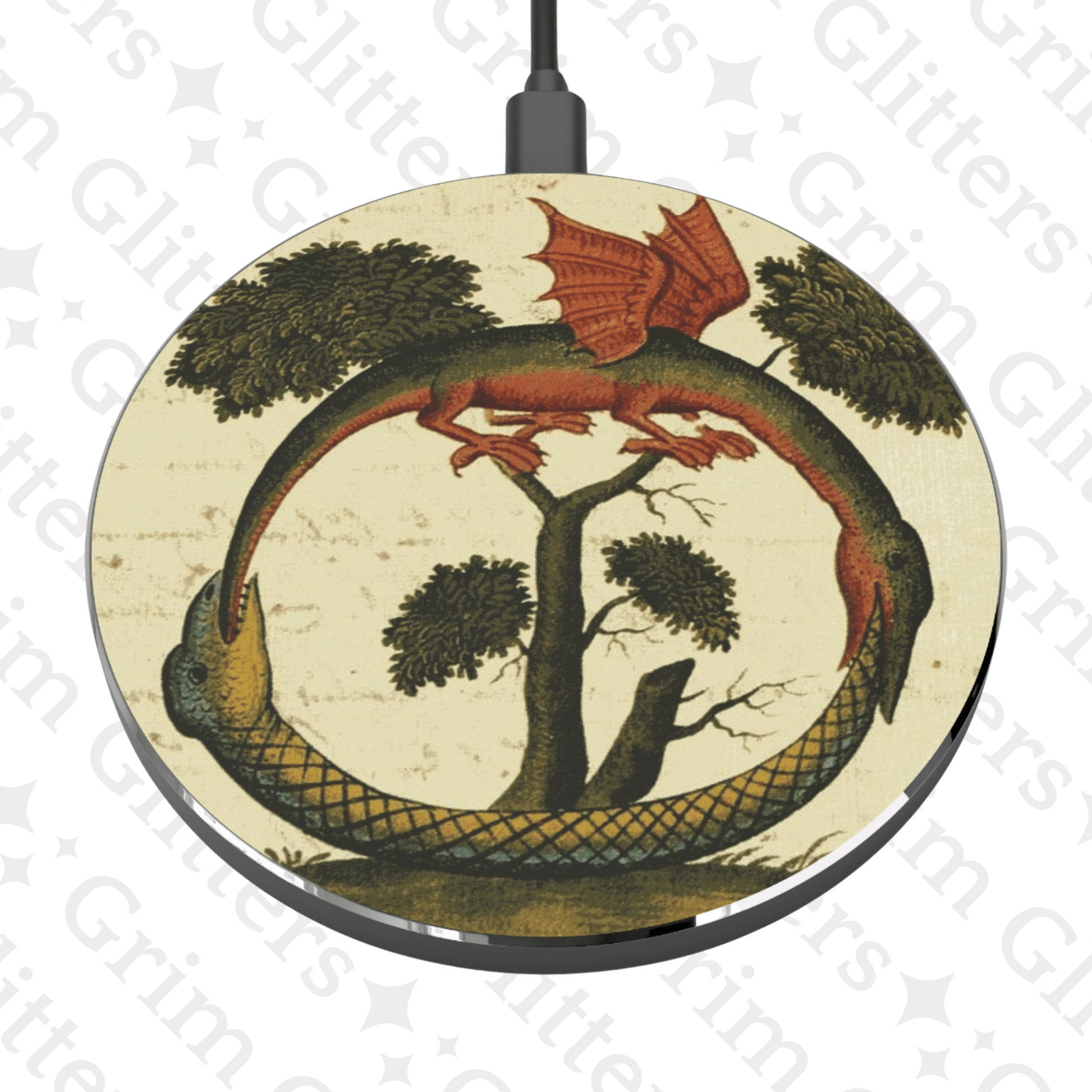 Dragon Ouroboros Wireless Charger - Clavis Artis Manuscript - Grim GlittersWireless ChargersRoundOne size