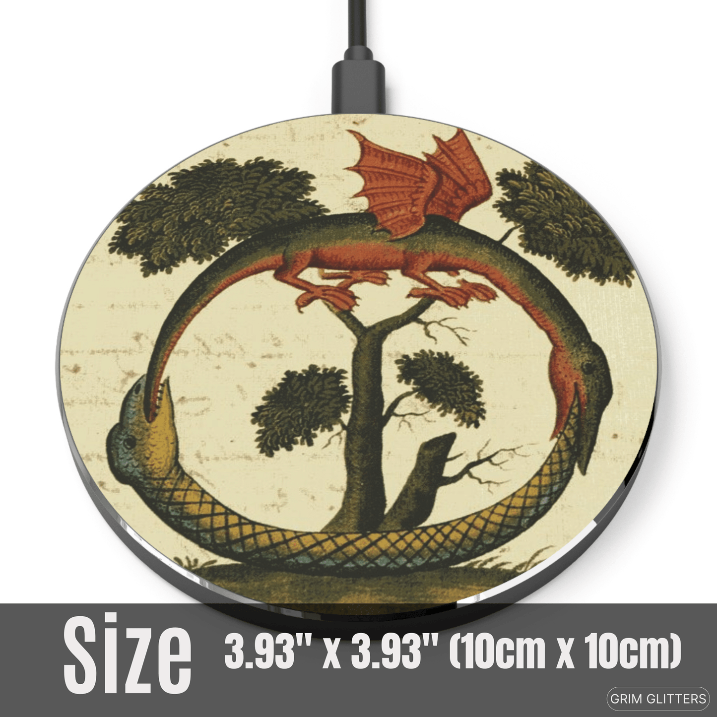 Dragon Ouroboros Wireless Charger - Clavis Artis Manuscript - Grim GlittersWireless ChargersRoundOne size