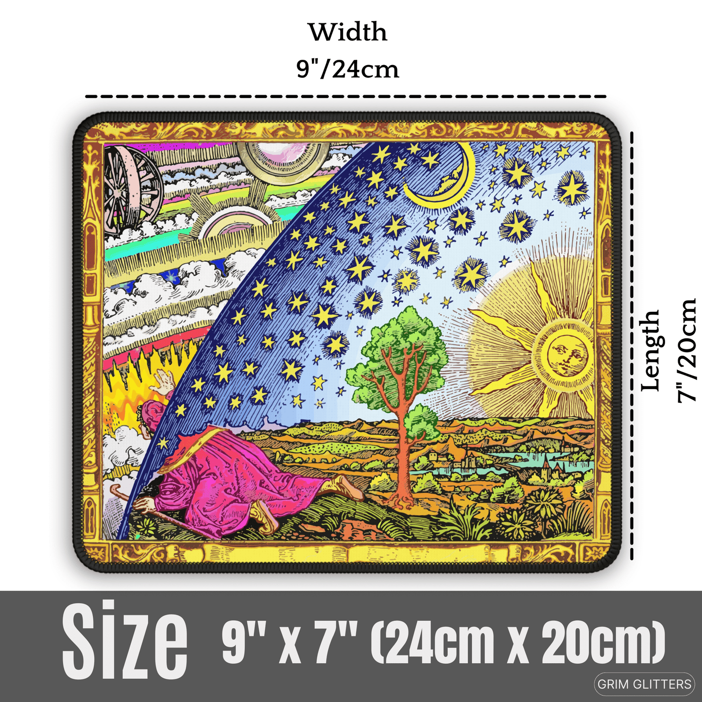 Flammarion Gaming Mouse Pad - Traveler Exploring The Universe - Grim GlittersMouse PadsRectangle9" × 7"