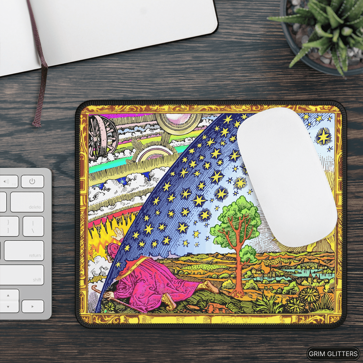 Flammarion Gaming Mouse Pad - Traveler Exploring The Universe - Grim GlittersMouse PadsRectangle9" × 7"