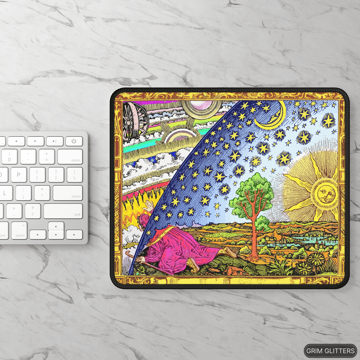 Flammarion Gaming Mouse Pad - Traveler Exploring The Universe - Grim GlittersMouse PadsRectangle9" × 7"