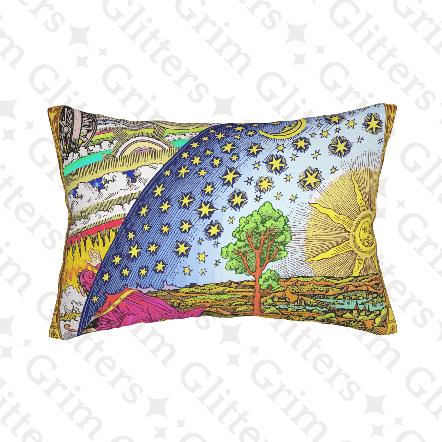 Flammarion Lumbar Pillow - Traveler Exploring The Universe - Grim GlittersPillows20" × 14"