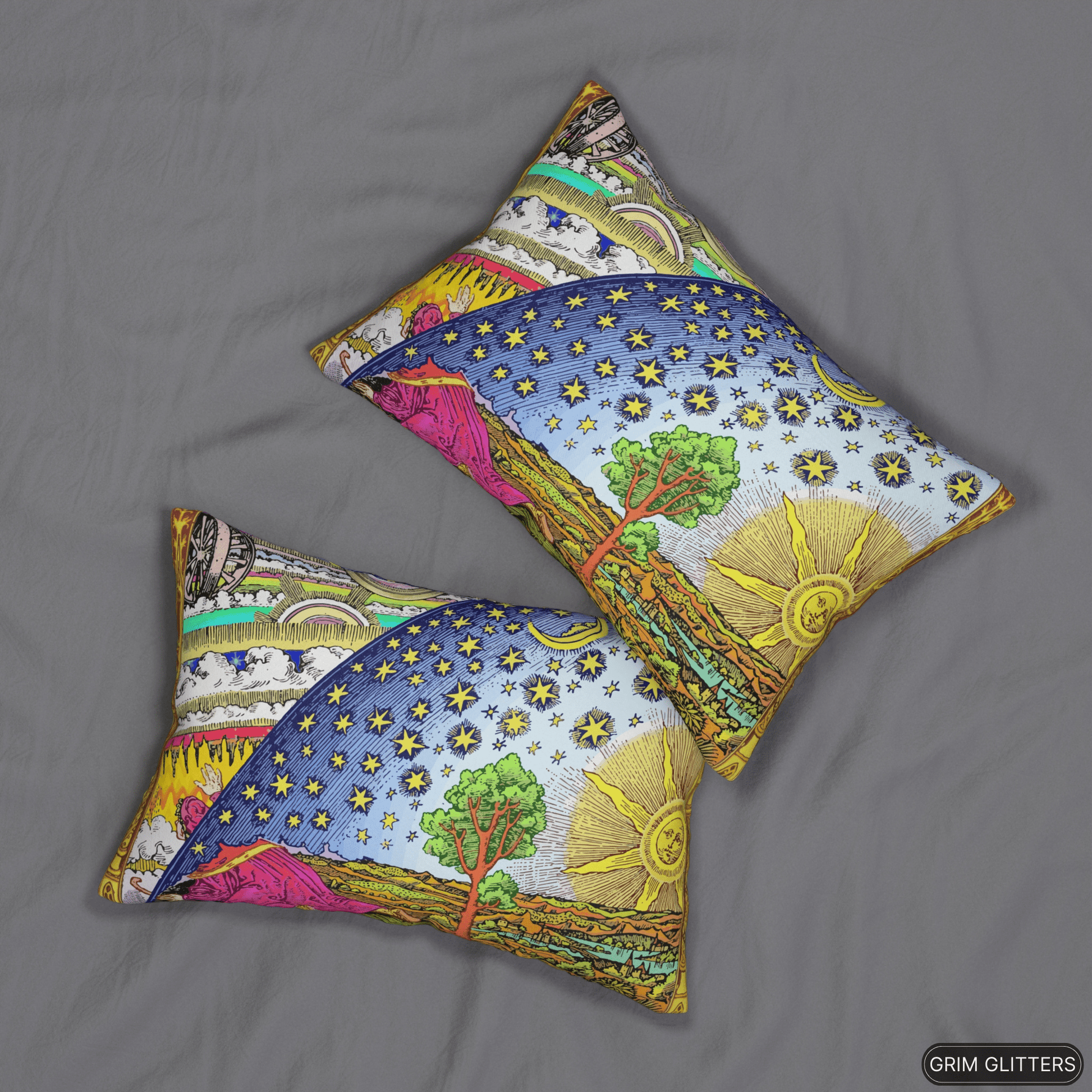 Flammarion Lumbar Pillow - Traveler Exploring The Universe - Grim GlittersPillows20" × 14"