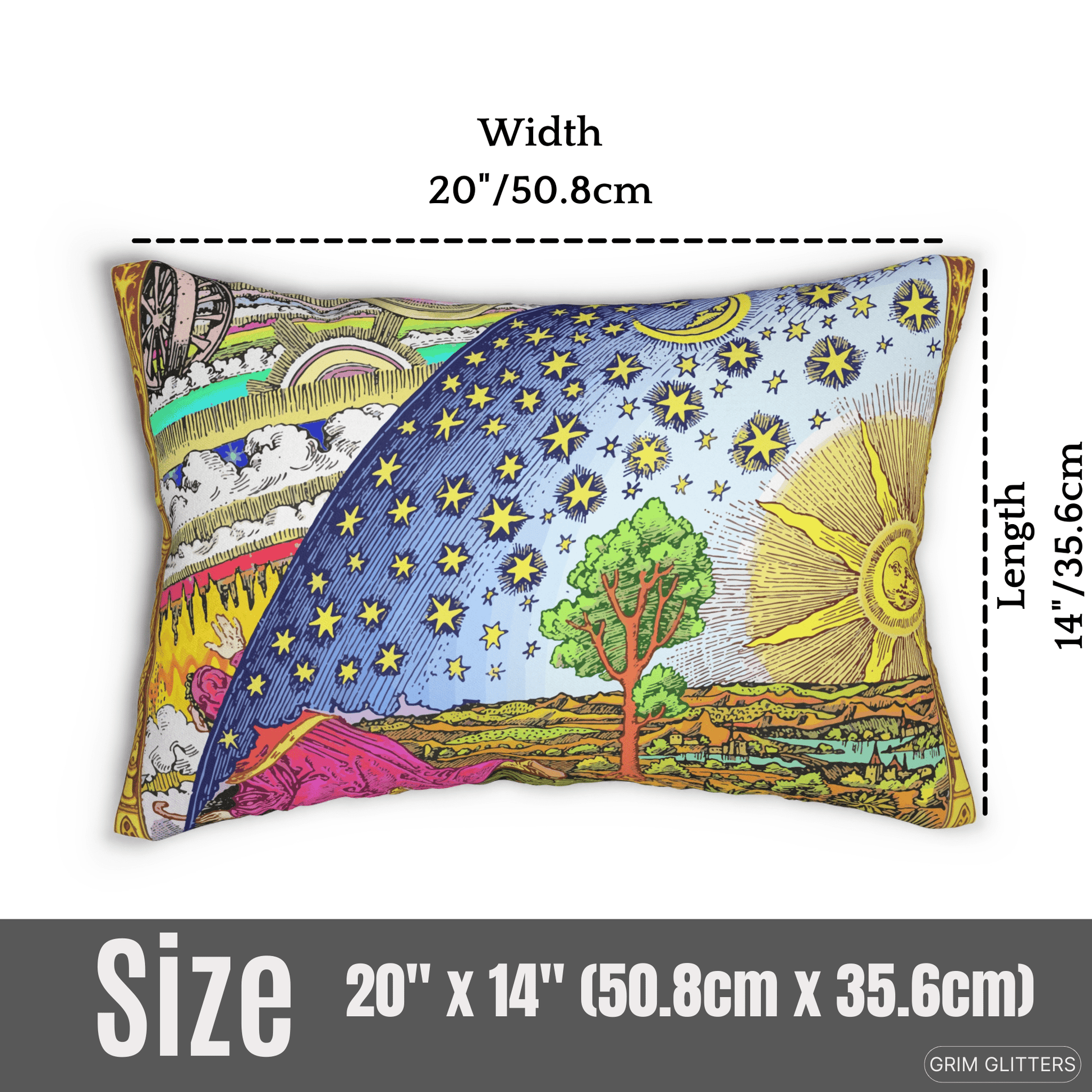 Flammarion Lumbar Pillow - Traveler Exploring The Universe - Grim GlittersPillows20" × 14"