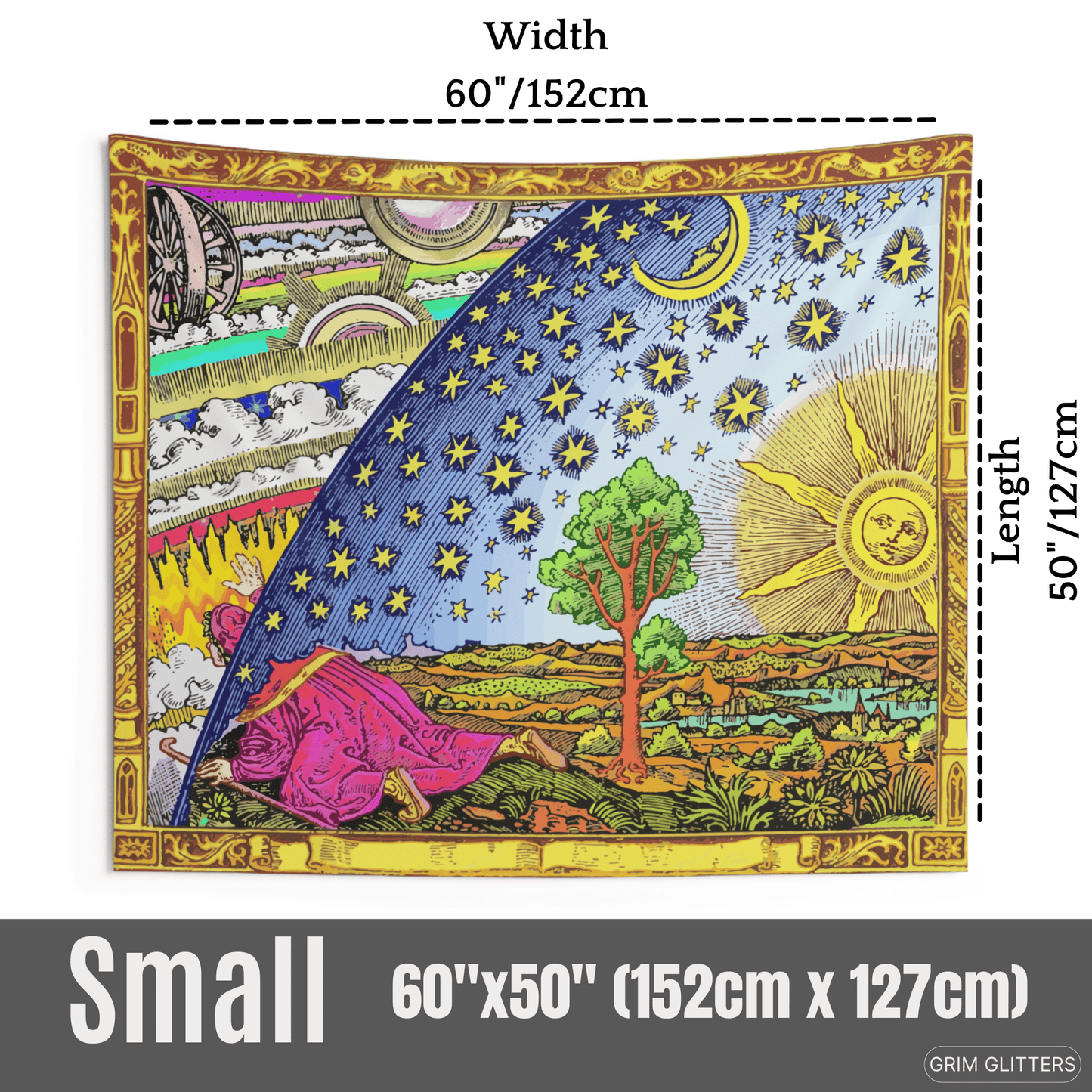 Flammarion Tapestry - Traveler Exploring The Universe - Grim GlittersTapestries60" × 50"