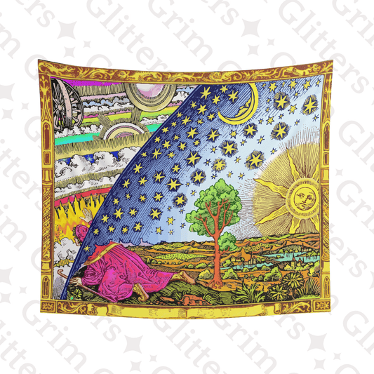 Flammarion Tapestry - Traveler Exploring The Universe - Grim GlittersTapestries60" × 50"