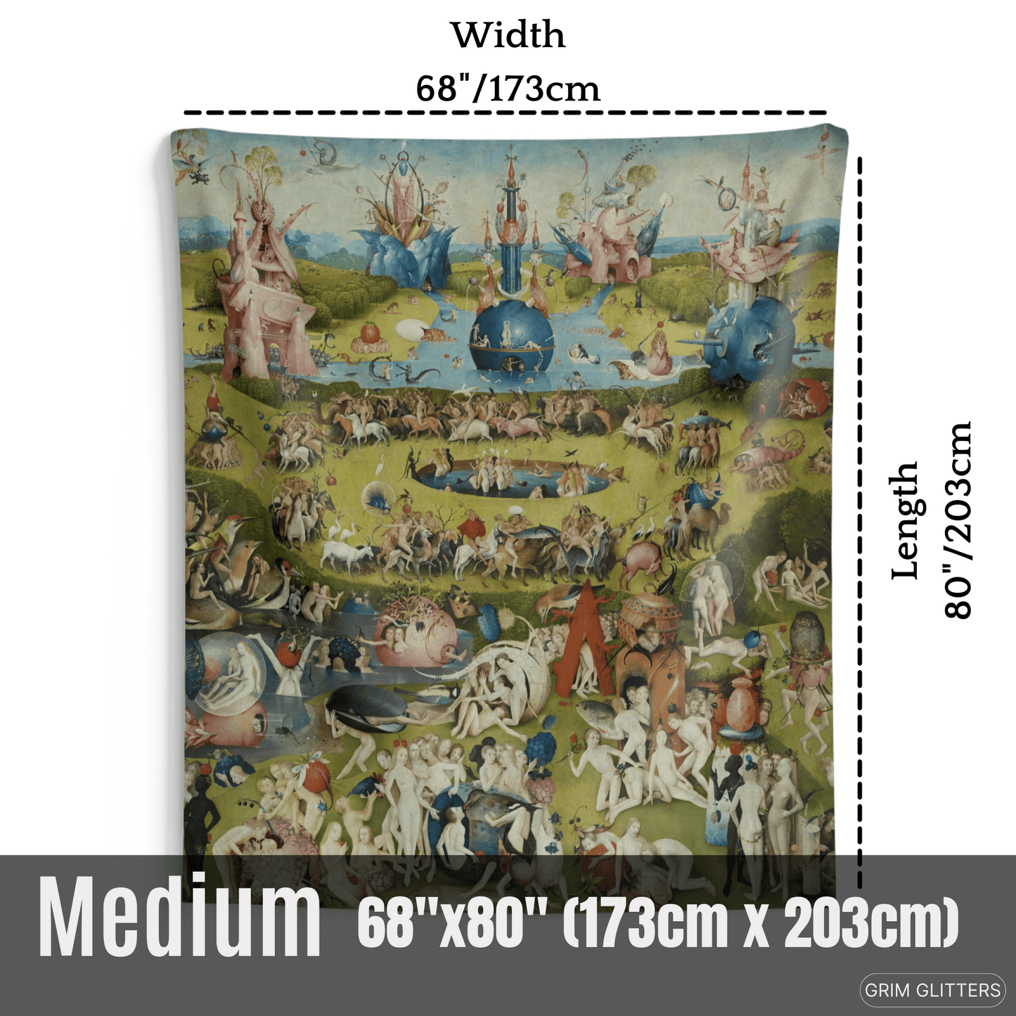 Garden of Earthly Delights Tapestry - Hieronymus Bosch - Grim GlittersTapestries68" × 80"