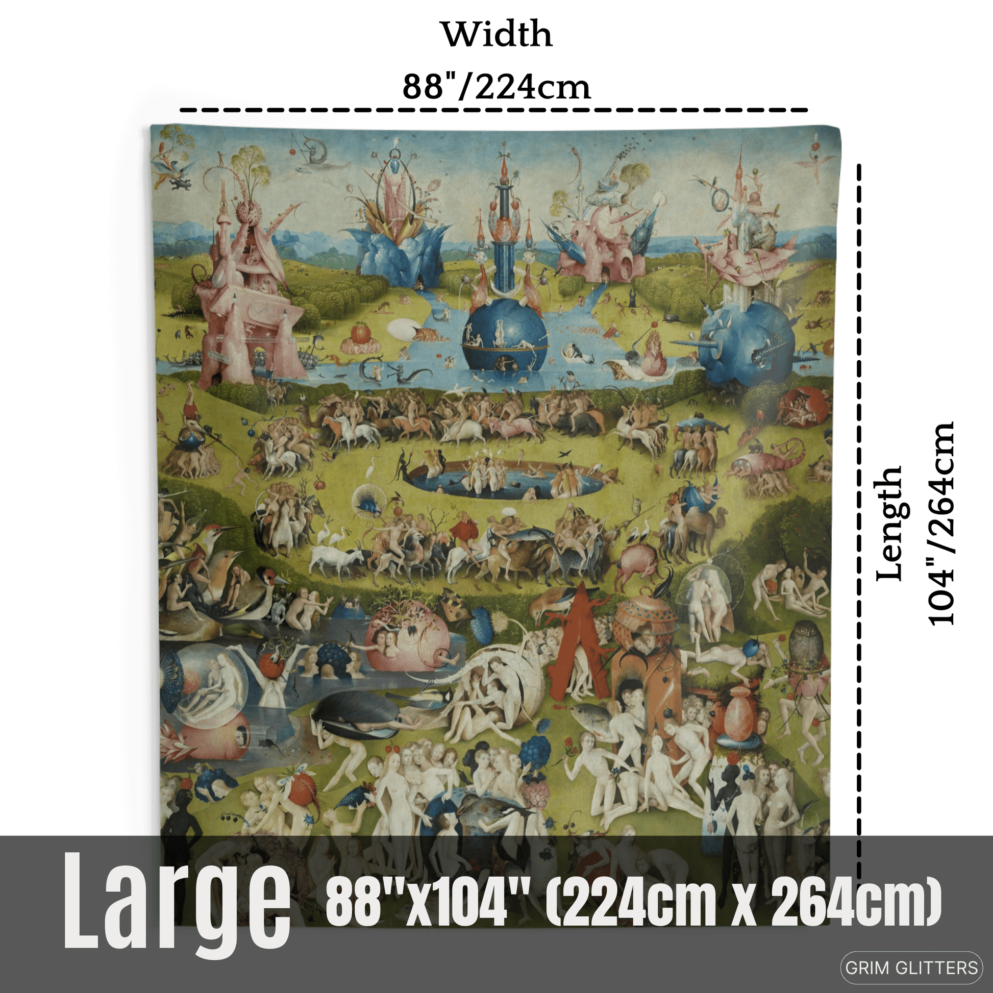 Garden of Earthly Delights Tapestry - Hieronymus Bosch - Grim GlittersTapestries88" × 104"