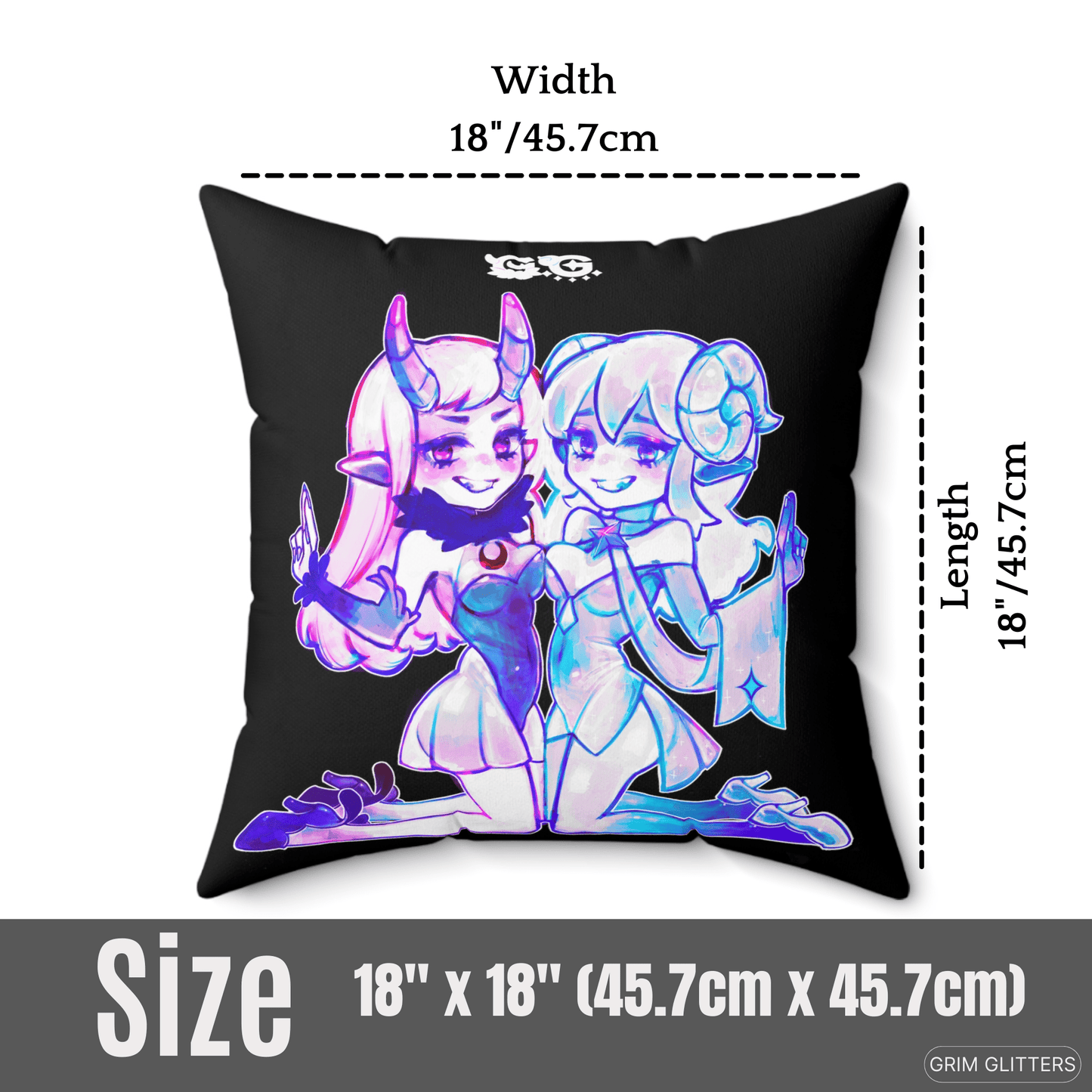 Grim and Glitta Square Pillow - Grim GlittersPillows18" × 18"