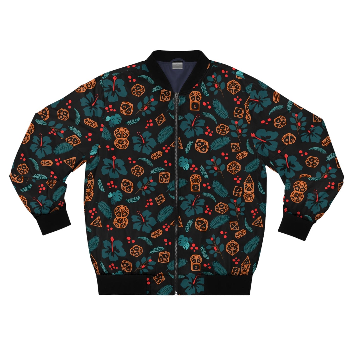 Hawaiian DnD Dice Bomber Jacket - Black Version - Grim GlittersBomber JacketsXS