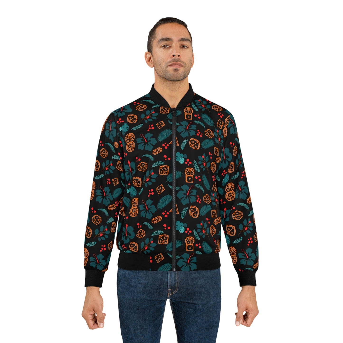 Hawaiian DnD Dice Bomber Jacket - Black Version - Grim GlittersBomber JacketsXS